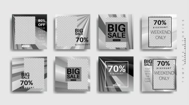 Sosyal medya için modern promosyon kare web pankartı. vektör tasarımı illüstrasyonu