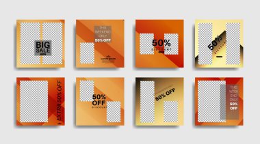 Sosyal medya için modern promosyon kare web pankartı. vektör tasarımı illüstrasyonu