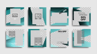 Sosyal medya için modern promosyon kare web pankartı. vektör tasarımı illüstrasyonu