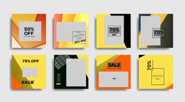 Sosyal medya için modern promosyon kare web pankartı. vektör tasarımı illüstrasyonu