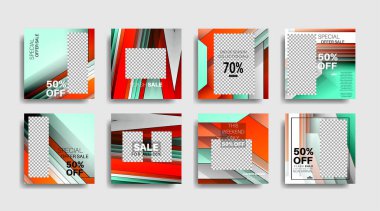 Sosyal medya için modern promosyon kare web pankartı. vektör tasarımı illüstrasyonu 