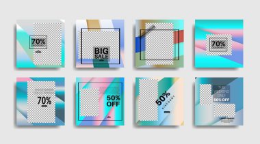 Sosyal medya için modern promosyon kare web pankartı. vektör tasarımı illüstrasyonu 