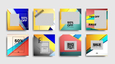 Sosyal medya için modern promosyon kare web pankartı. vektör tasarımı illüstrasyonu 