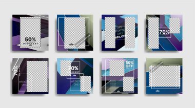 Sosyal medya için modern promosyon kare web pankartı. vektör tasarımı illüstrasyonu