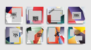 Sosyal medya için modern promosyon kare web pankartı. vektör tasarımı illüstrasyonu