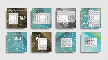 Sosyal medya için modern promosyon kare web pankartı. vektör tasarımı illüstrasyonu