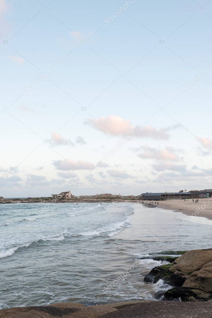 Peaceful seascape, Fishermen beach in Punta del Diablo, Rocha, Uruguay, a summer afternoon