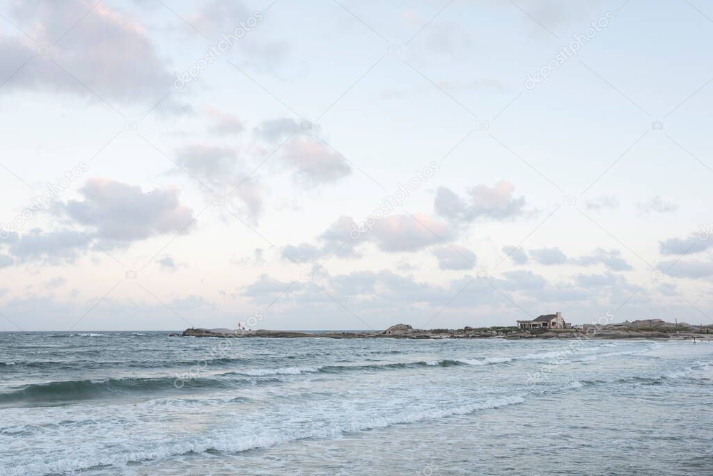 Peaceful seascape, Fishermen beach in Punta del Diablo, Rocha, Uruguay, a summer afternoon