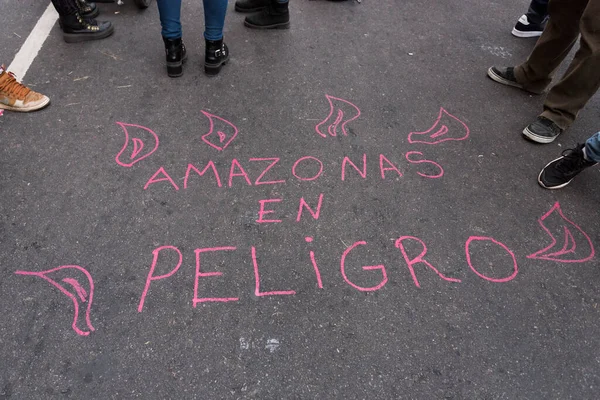 Caba Buenos Aires Argentina Ago 2019 Texto Amazon Perigo Escrito — Fotografia de Stock
