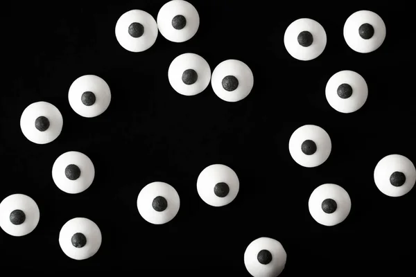 Halloween Background Many White Bulged Eyes Dark Black Background — Stock Photo, Image