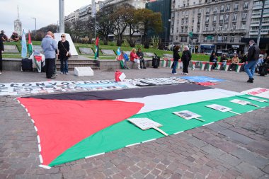 Buenos Aires, Arjantin; 23 Eylül 2025: İsrail 'in Filistin' e karşı gerçekleştirdiği soykırımı ve BM 'nin bu konudaki eylemsizliğini protesto etmek.