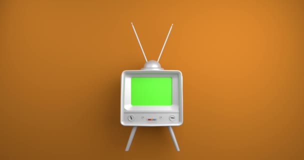 Vintage Televisão Tela Verde Televisão Antiga Estilo Vintage Animação — Vídeo de Stock