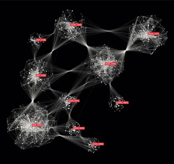 Visualisation Créative Big Data Concept Cluster Computing Représentation Par Regroupement — Image vectorielle