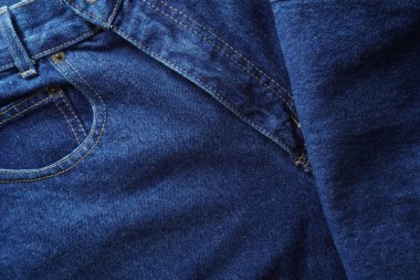 Denim. Kot pantolon arka planı. Kot pantolon desenli ya da kot pantolonlu. Mavi kot desenli..