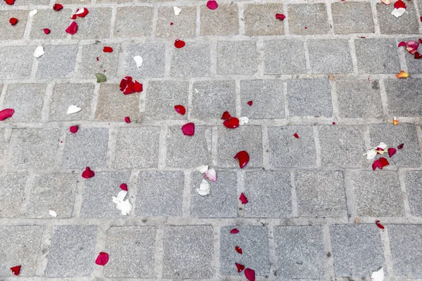 결혼식 꽃잎과 조약돌 — 스톡 사진