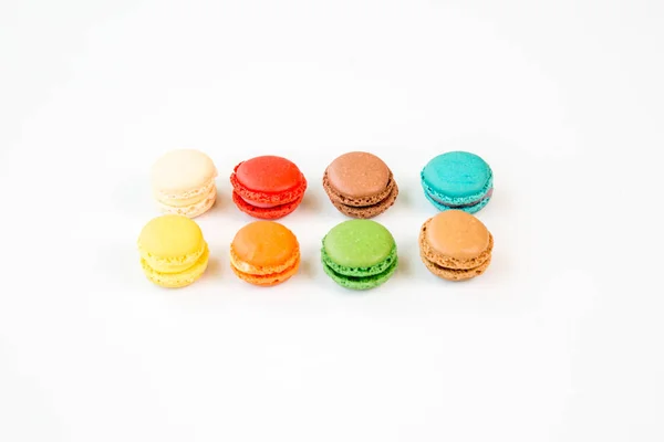 Macarons Colorés Avec Fond Blanc — Photo