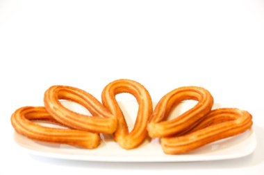 İspanyol börek beyaz arka plan üzerinde hizmet