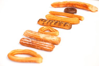 beyaz zemin üzerine İspanyol börek farklı türleri