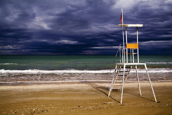 Rescue station for lifeguards, Senigallia beach, Italy