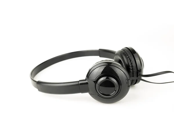 Svart Modernt Headset Isolerade Vit Bakgrund — Stockfoto