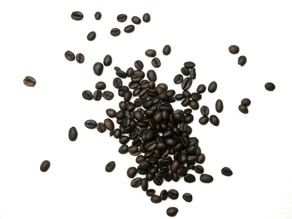 Kaffebönor Som Isolerad Vit Bakgrund Närbild — Stockfoto