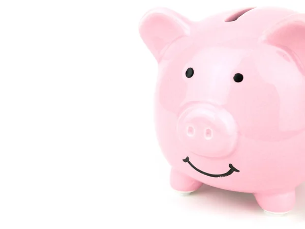 Piggy Bank Pink Terisolasi Pada Latar Belakang Putih — Stok Foto