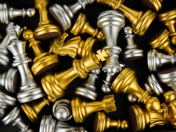 Gold Silver King Knight Chess Piece Background — Stock Photo, Image