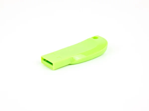 Green Usb Flash Drive Izolować Białym Tle — Zdjęcie stockowe