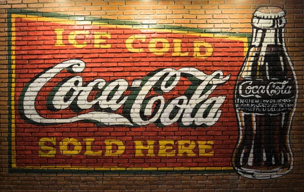 Bangkok Thailand Nov 2017 Gamla Skick Vintage Vägg Coca Cola — Stockfoto