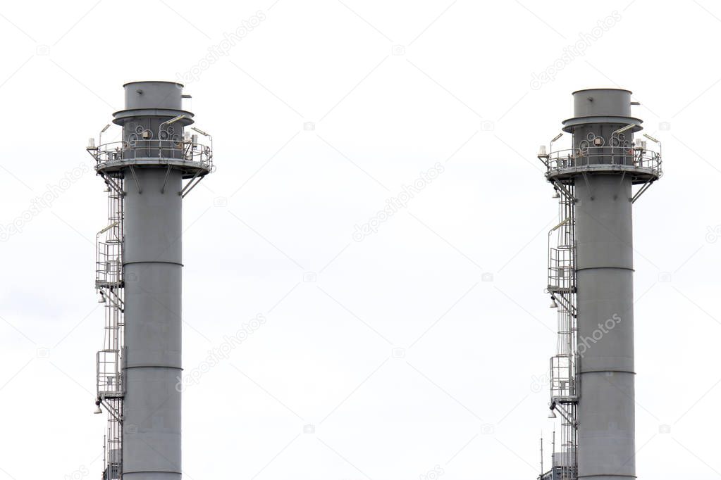 Natural Gas Combined Cycle Power plant electricity generating station of industry on white background.