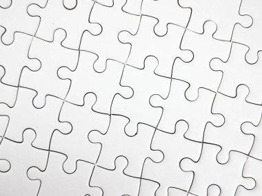 Beyaz jigsaw puzzle parçaları kopya alanı tamamlandı.