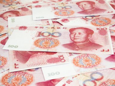 Bu arka plan olarak, Çin yuan para 100 Yuan banknotlar yığın çok.