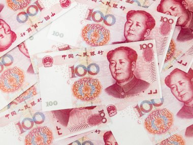 Bu arka plan olarak, Çin yuan para 100 Yuan banknotlar yığın çok.