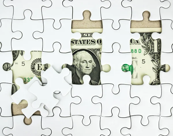 Missing Jigsaw Puzzle Pieces Dollar Money Background Business Solution Concept Royalty Free Stock Photos