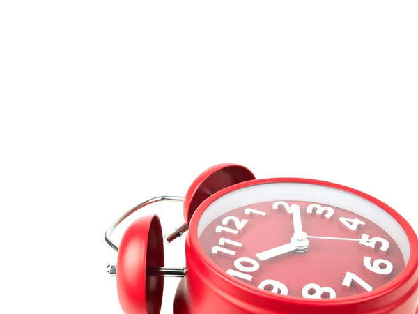 Red Alarm Clock Falling White Background Clipping Path Stock Photo