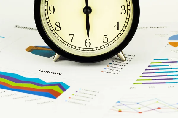Alarm Clock Calculations Savings Finances Analysis Market Concept — Stock Photo, Image