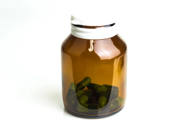 薬瓶で薬用カプセル — ストック写真