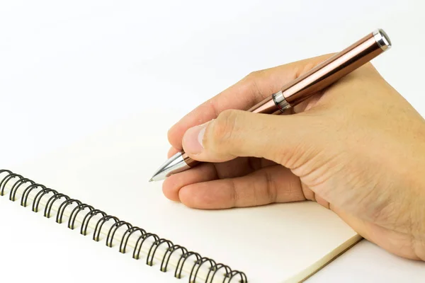Близкий Снимок Человеческой Руки Пишущей Бумаге Переднем Плане — стоковое фото