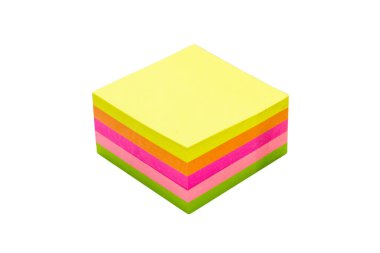 Beyaz arka plan üzerinde izole renkli paketi etiket Not.