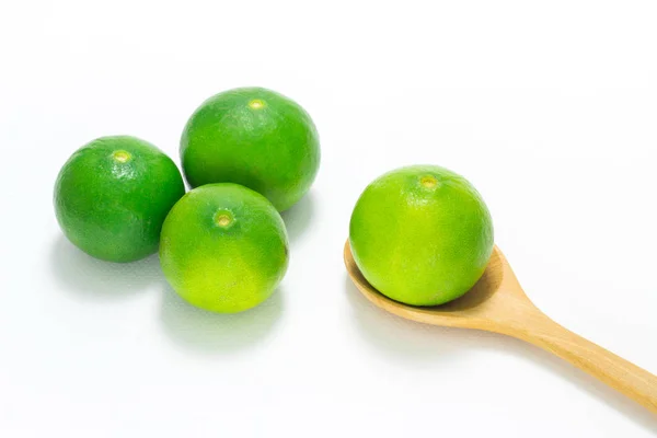 Cal Verde Cuchara Madera Aislada Sobre Fondo Blanco —  Fotos de Stock