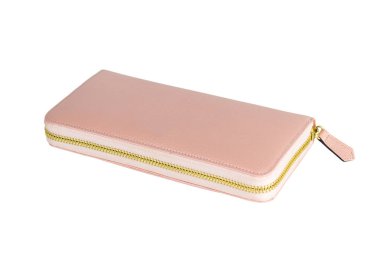pembe cüzdan beyaz zemin üzerine izole.