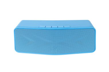 Mavi hoparlör mavi diş - beyaz arka plan üzerinde izole.