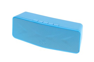 Mavi hoparlör mavi diş - beyaz arka plan üzerinde izole.