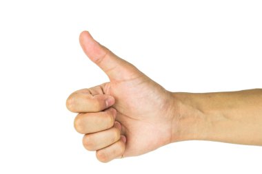 El başparmak kırpma yolu da dahil olmak üzere üzerinde izole beyaz arka plan ile.