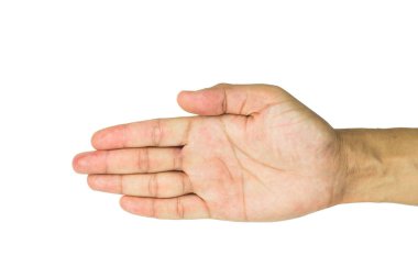 Kırpma yolu da dahil olmak üzere izole arka plan üzerinde erkek el.