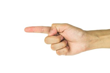 Kırpma yolu da dahil olmak üzere beyaz arka plan üzerinde izole erkek eli.