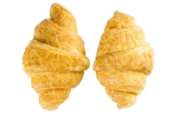 Croissant Saboroso Fresco Isolado Fundo Branco — Fotografia de Stock