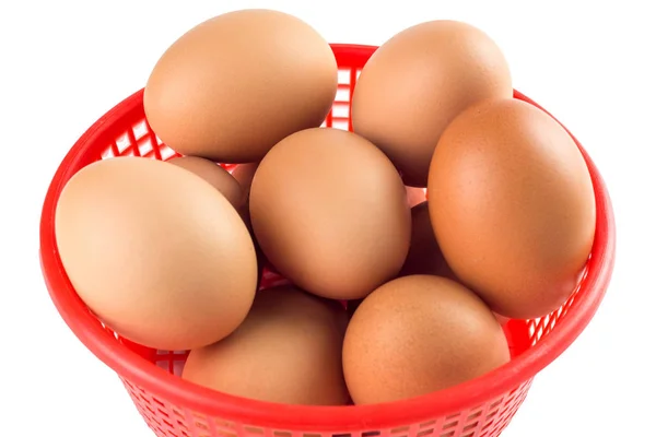 Sepetteki Yumurtalar Beyaz Arkaplanda Izole Edildi — Stok fotoğraf