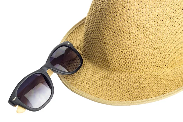Hut Und Sonnenbrille Isoliert Auf Weißem Hintergrund — Stockfoto