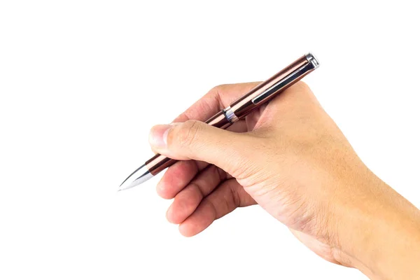 Ручка Руке Человека Изолированы Белом Фоне — стоковое фото